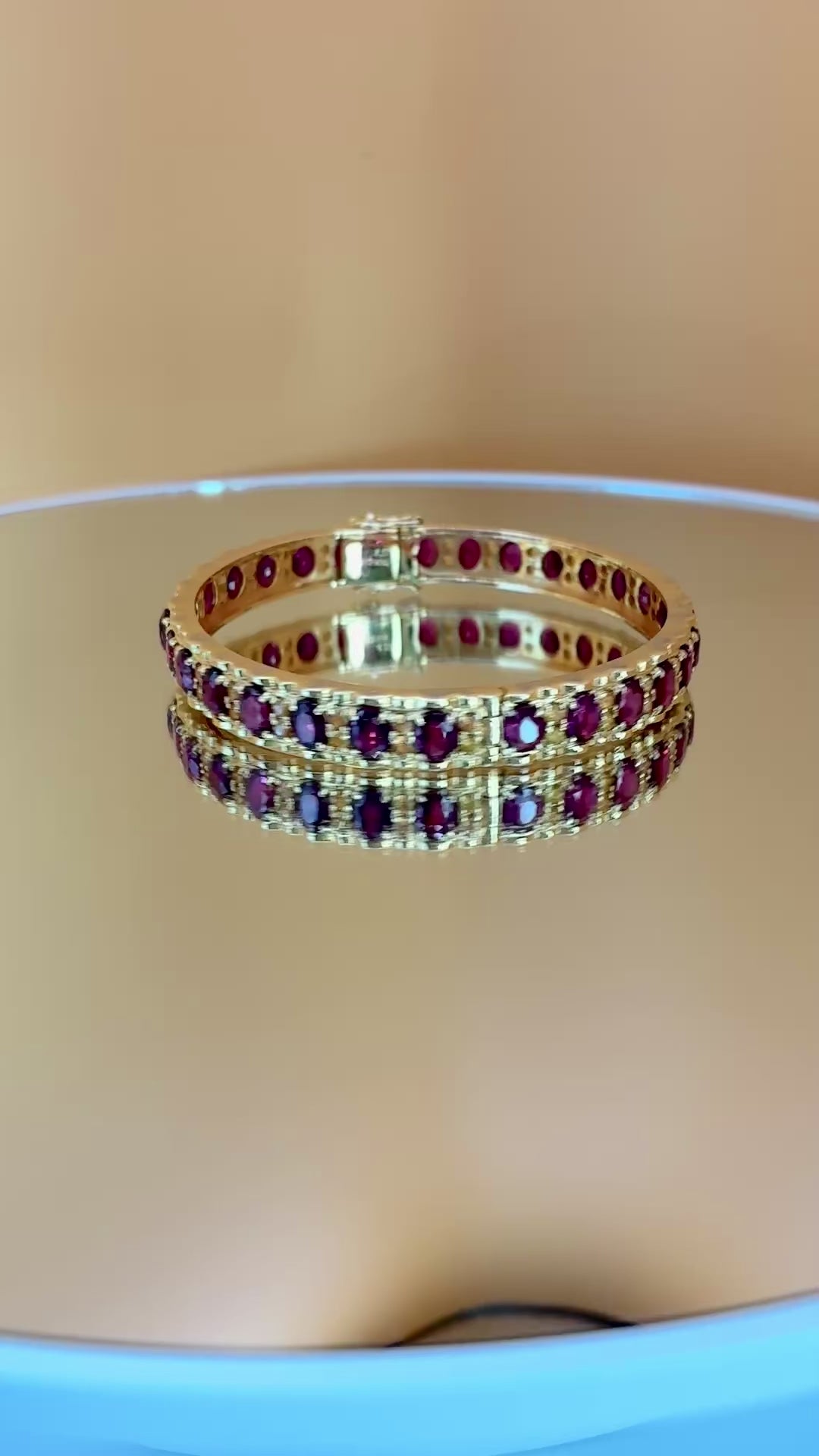 Brilliant Clarity Dark Purple Ruby Mix With Yellow Sapphire Bangle Bracelet 17K Gold Size 6" Oval Cut.