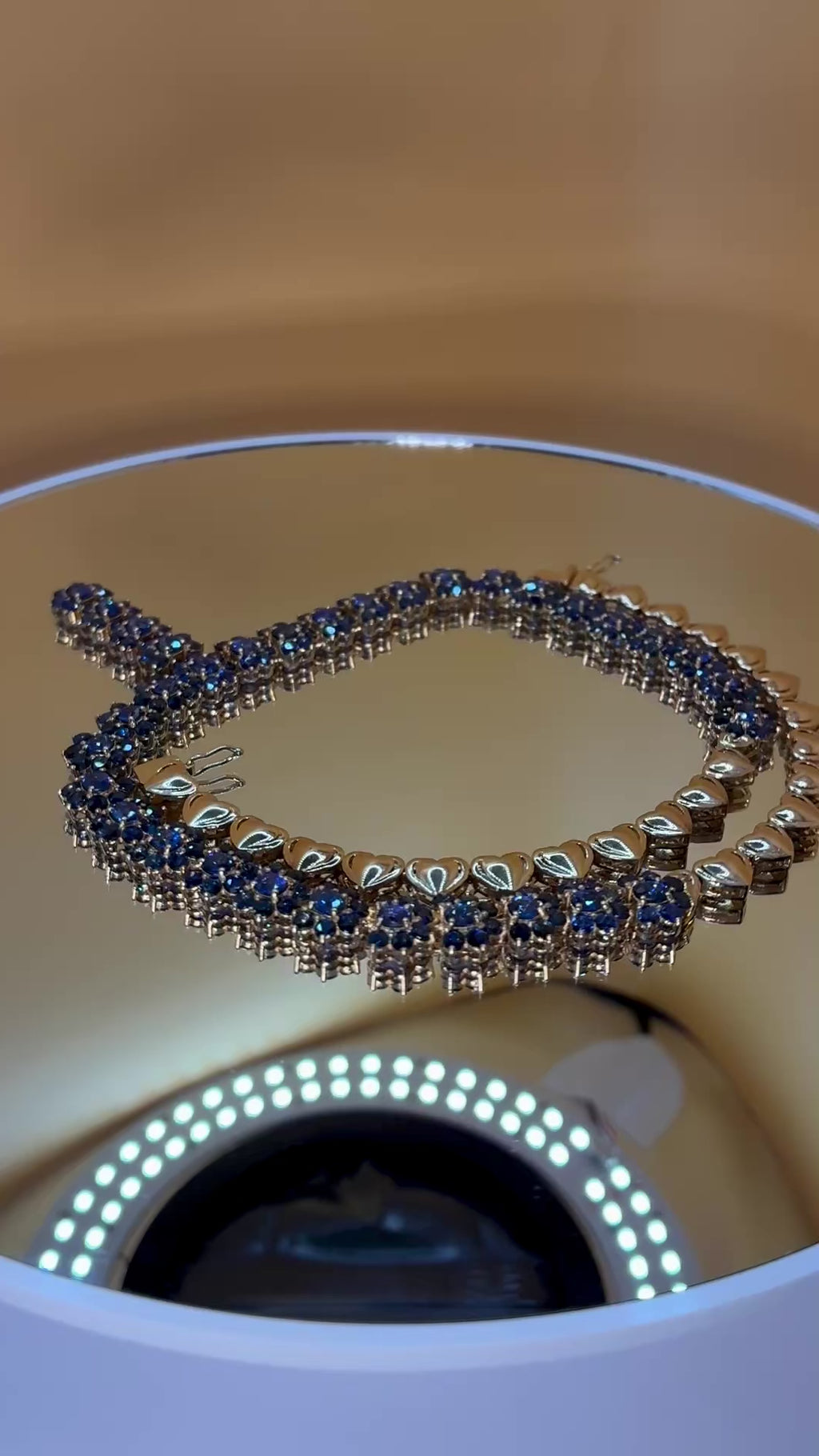 Royal Blue Mix With Navy Blue Sapphire Necklace 18K Gold (Link 16.1/4") Pendant (1.1/4")