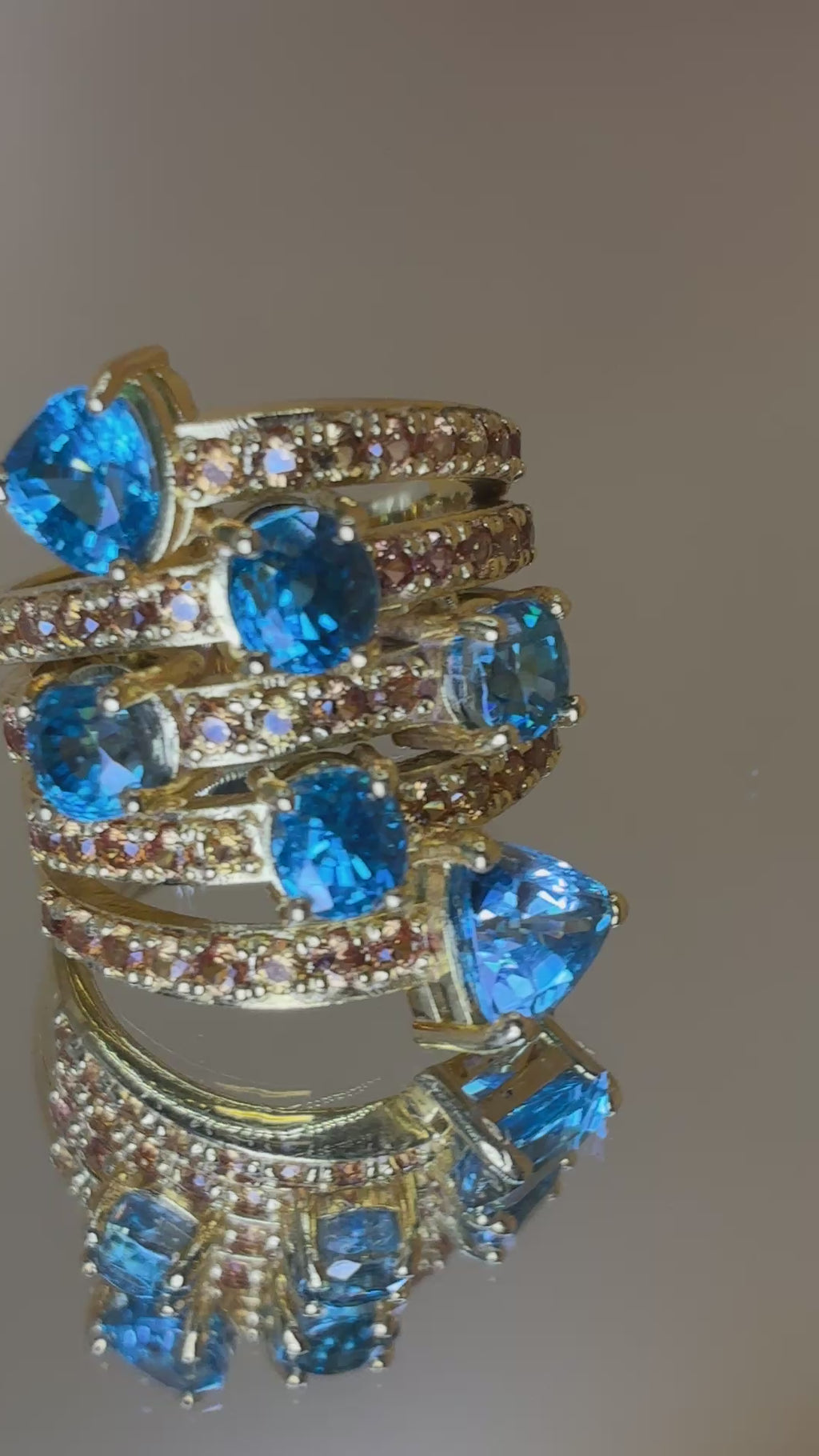 Cambodia Blue Zircon And Yellow Sapphire 12K Gold Ring.Size 5.5