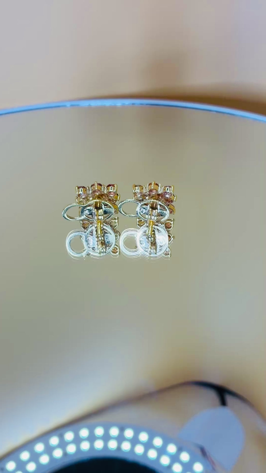 Mix Color Sapphire 12K Gold Stud Earring.