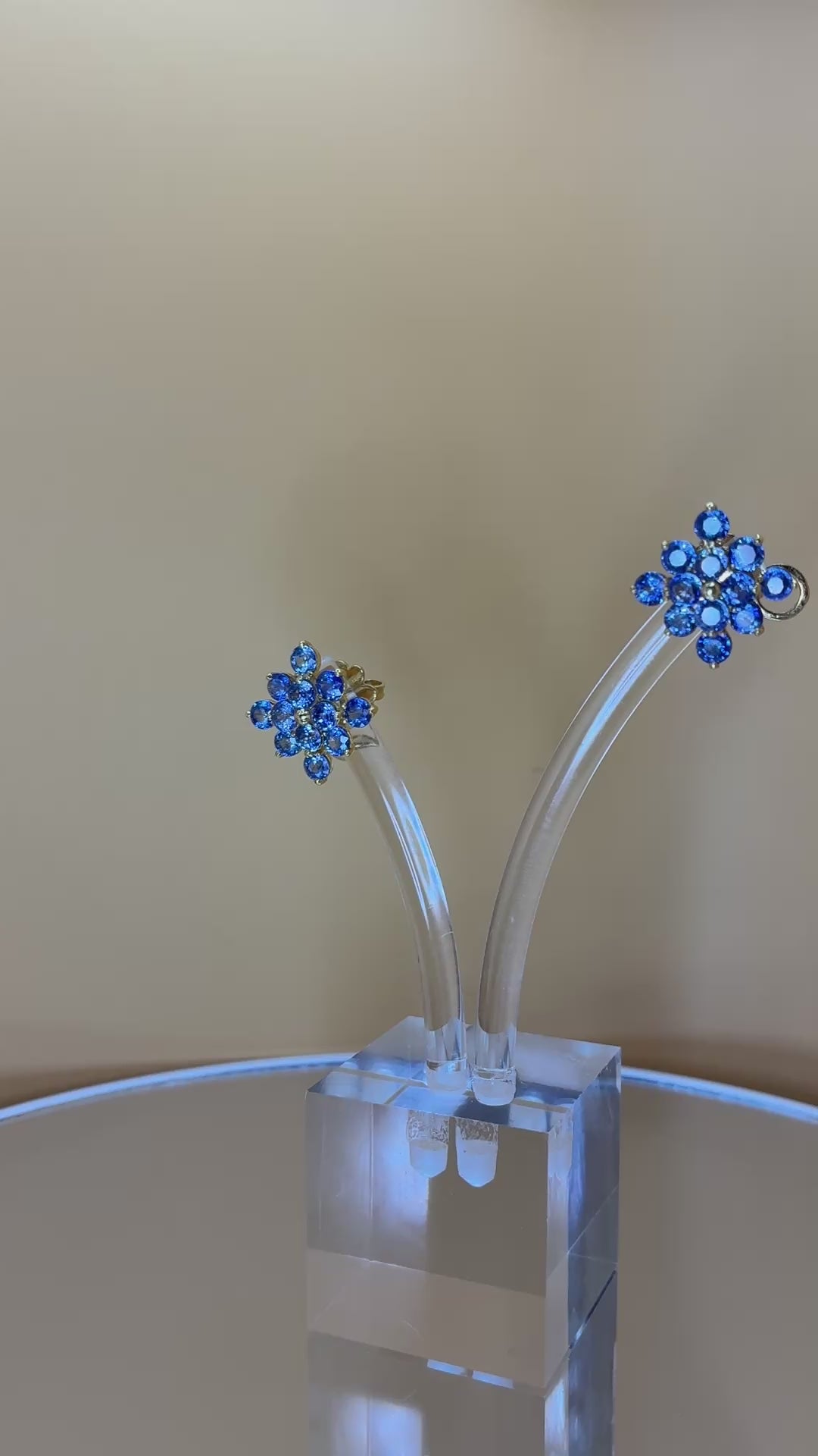Blue Sapphire Stud Earring 12K Gold