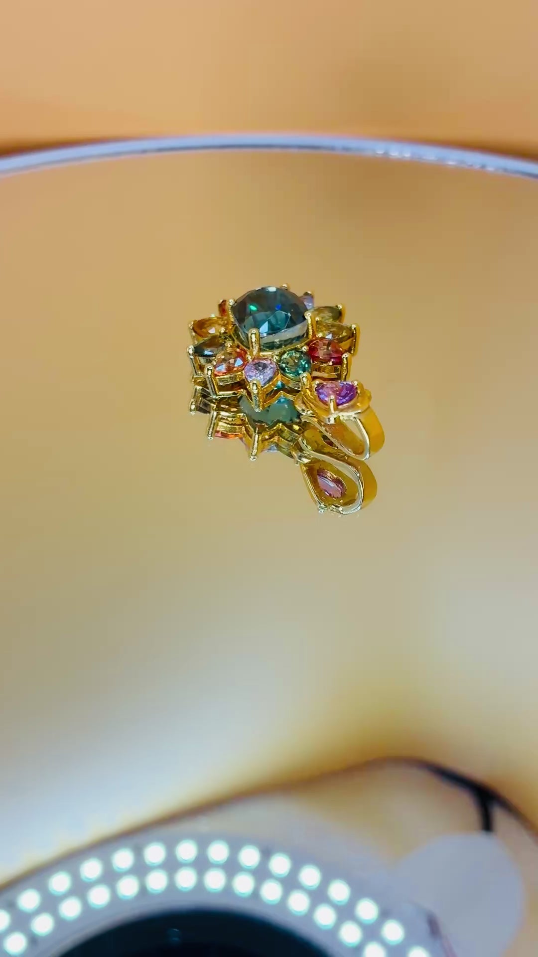 Cambodia Blue zircon Heated Treated Pendant( 17K Gold )(Color Green 10.05 CT) Mix with Multi Color Sapphire.