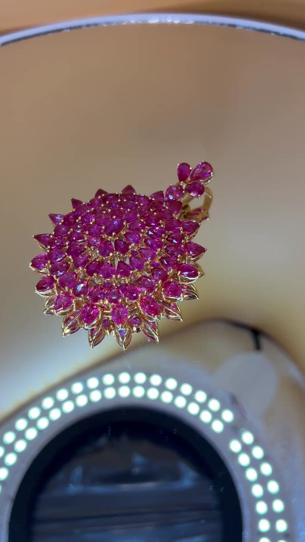 Pink Ruby Pendant 17K Gold ( Size 2"x1.5")