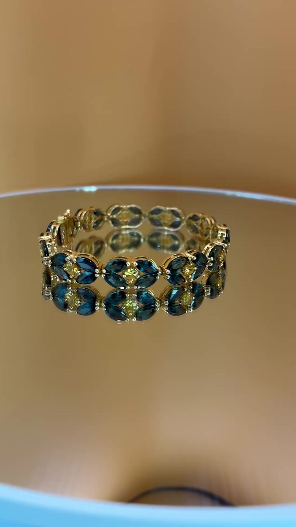 Blue/Green Sapphire And Yellow Sapphire Marquis Cut Bracelet 12K Gold Size 6