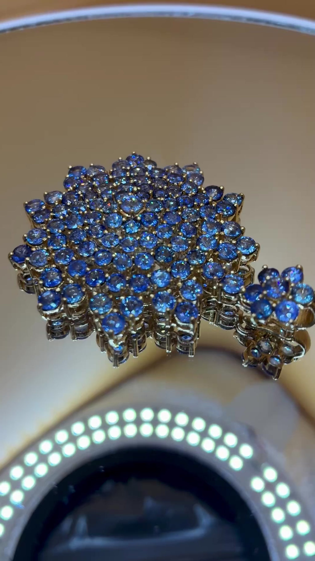 Light Blue Sapphire Pendant 12K Gold Large Size 2.1/4 x 1.3/4"