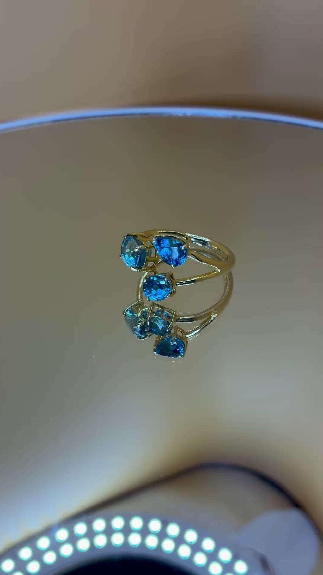 Cambodia Blue Zircon Blue Color Ring Size 7. 17K Gold.