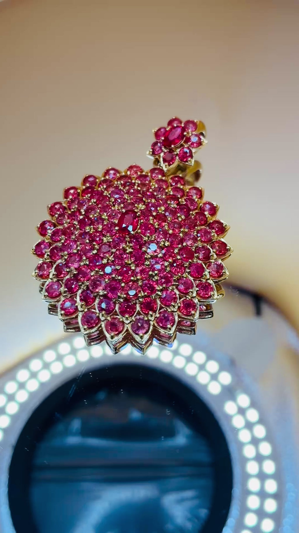 Pink Ruby 17K Gold Pendant ( 2.1/4"x 1.3/4")