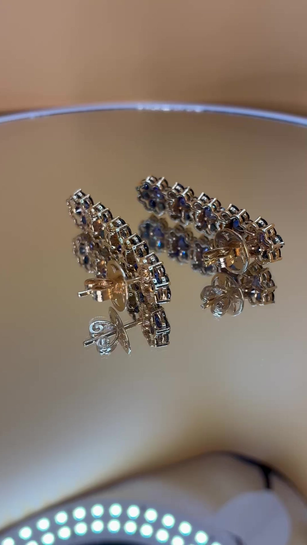 Royal Blue Mix  Navy Blue Sapphire 18K Gold Drop Earring ( Link 1.5")