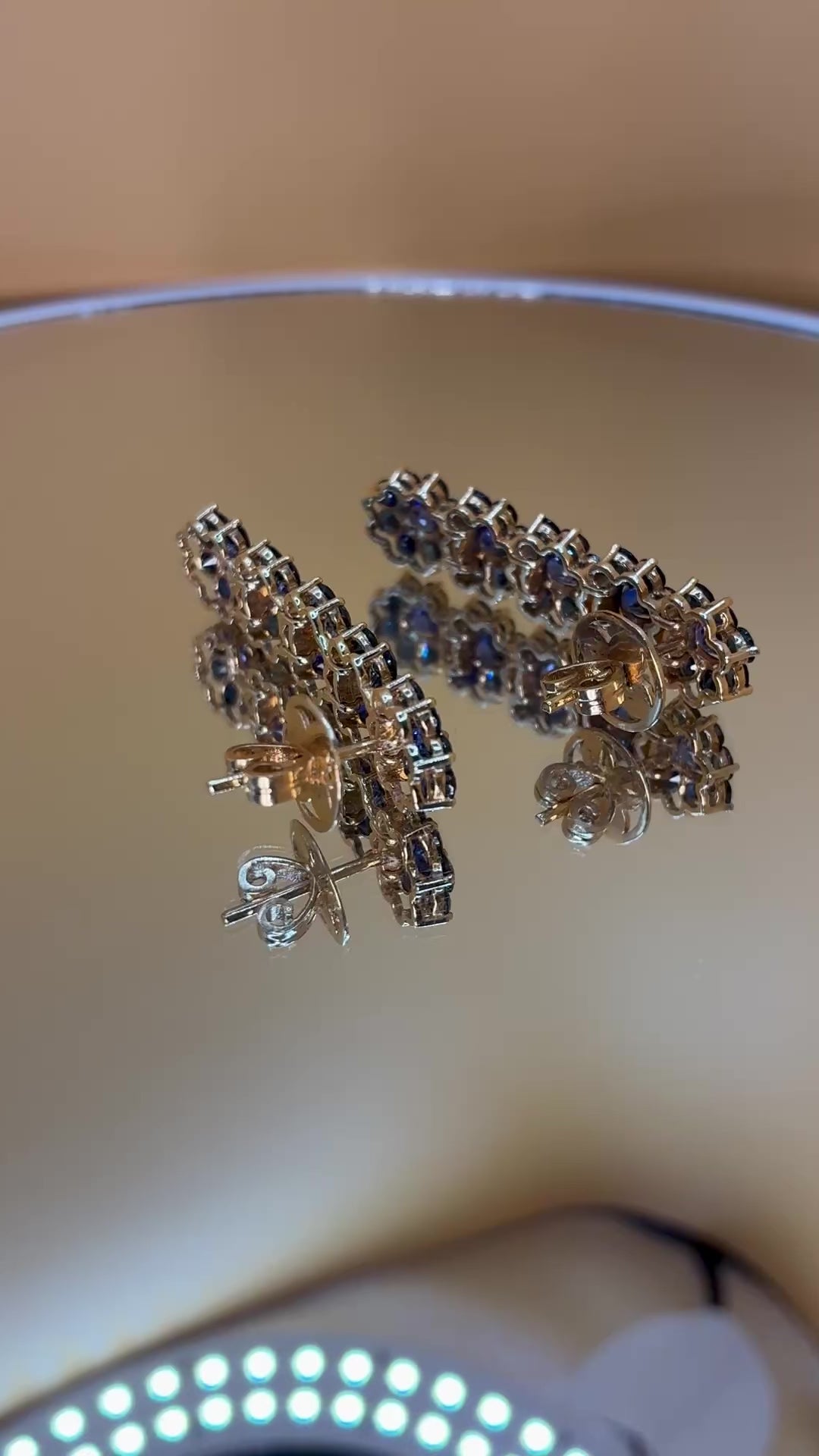 Royal Blue Mix  Navy Blue Sapphire 18K Gold Drop Earring ( Link 1.5")