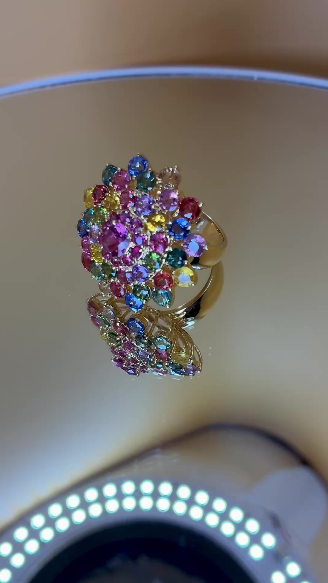 Multi Color Sapphire 12K Gold Ring ( Size 6 )