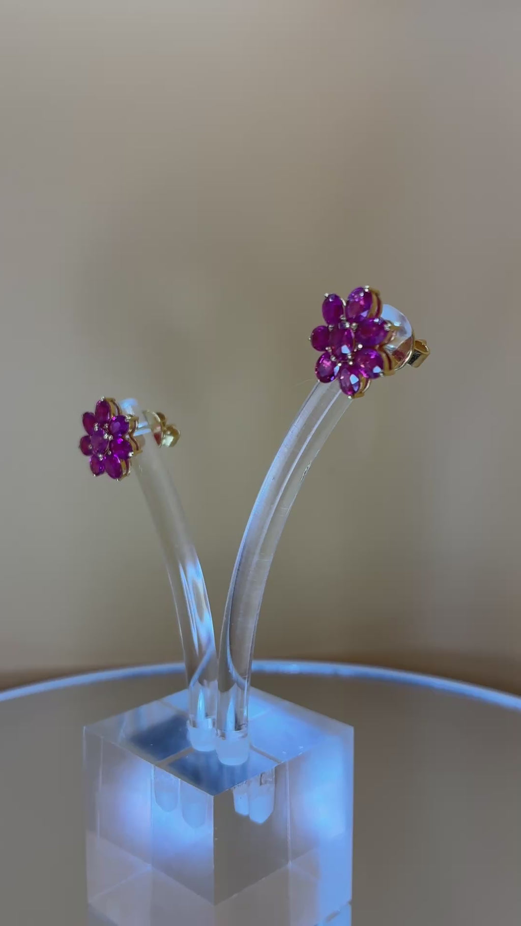 Ruby Stud Earring 17K Gold Pink Color