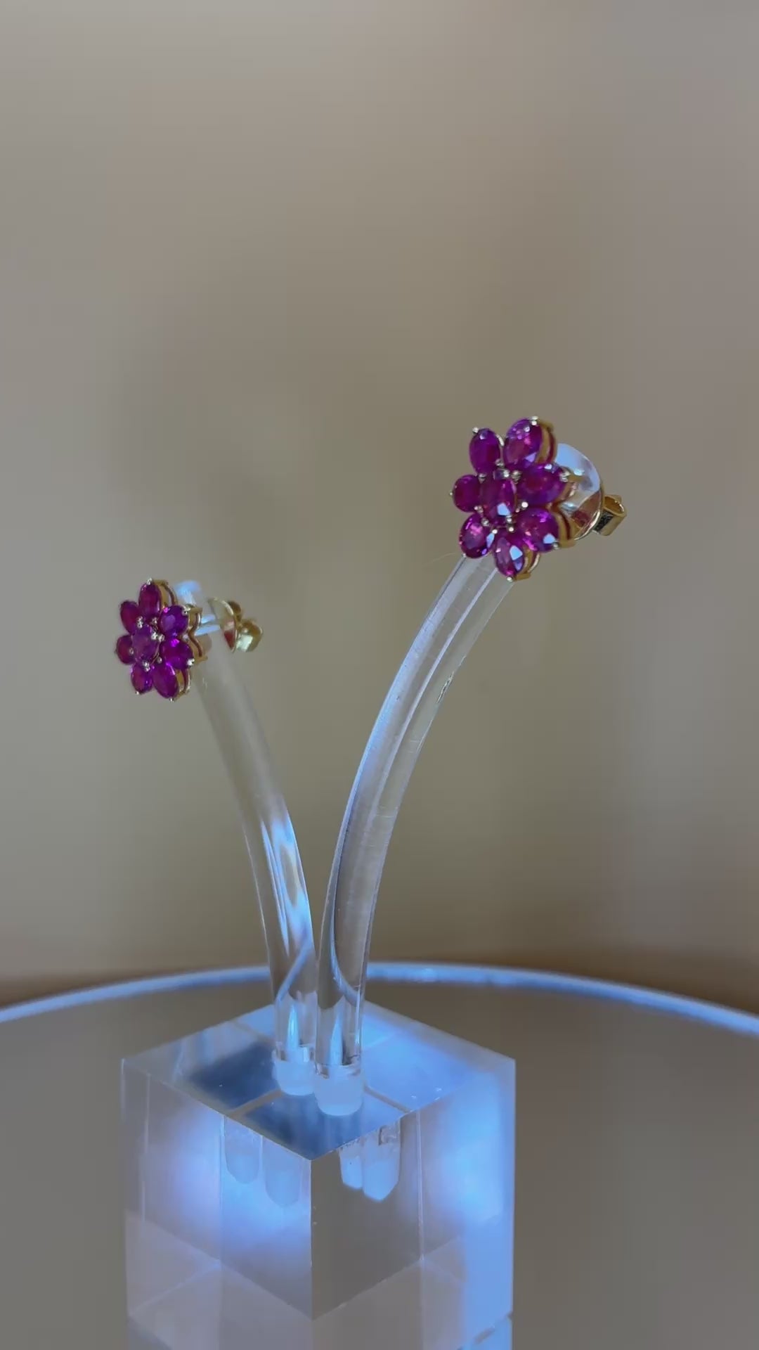 Ruby Stud Earring 17K Gold Pink Color
