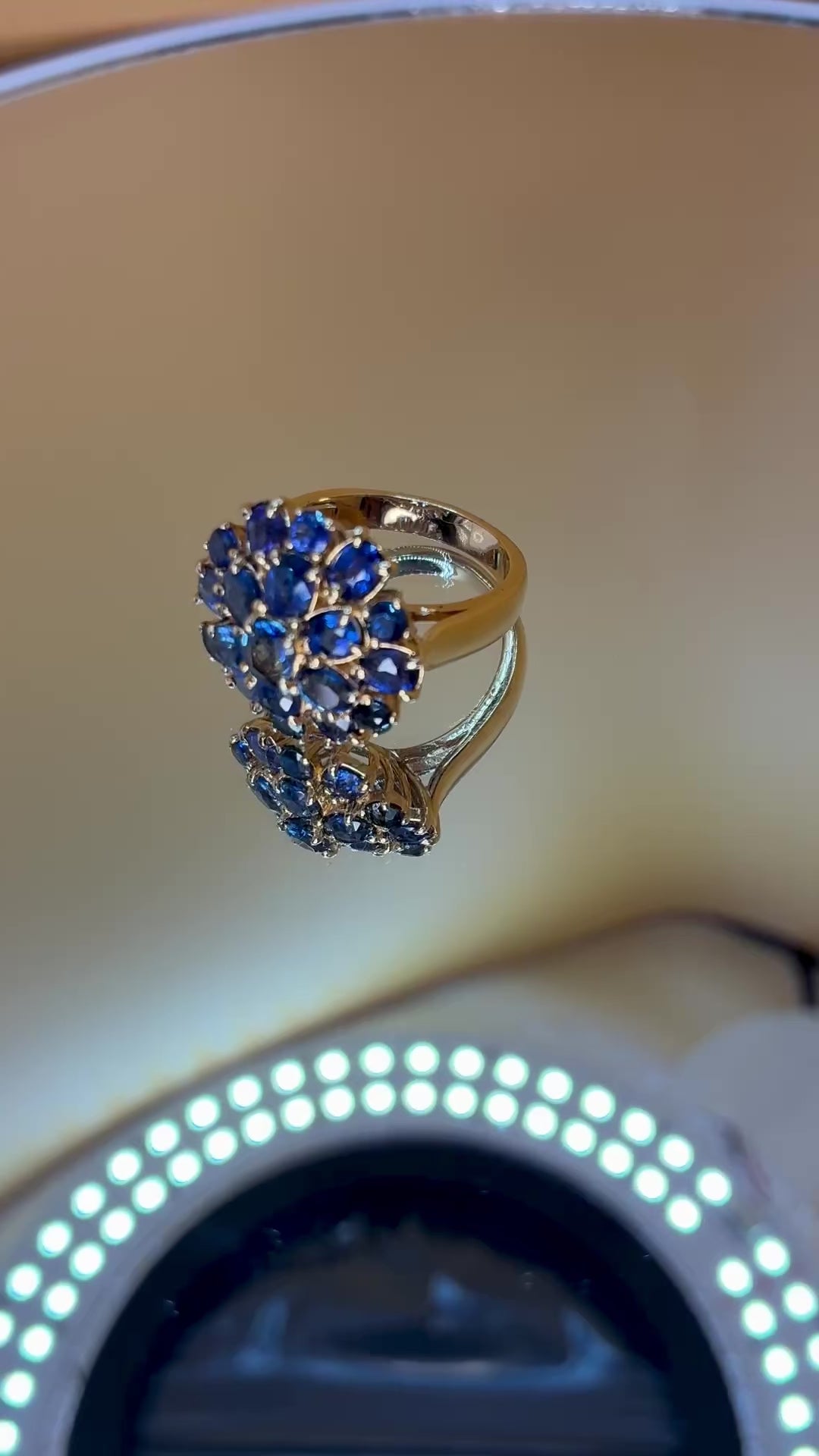 Royal Blue Mix Navy Blue Sapphire 18K Gold Ring ( Size 5)