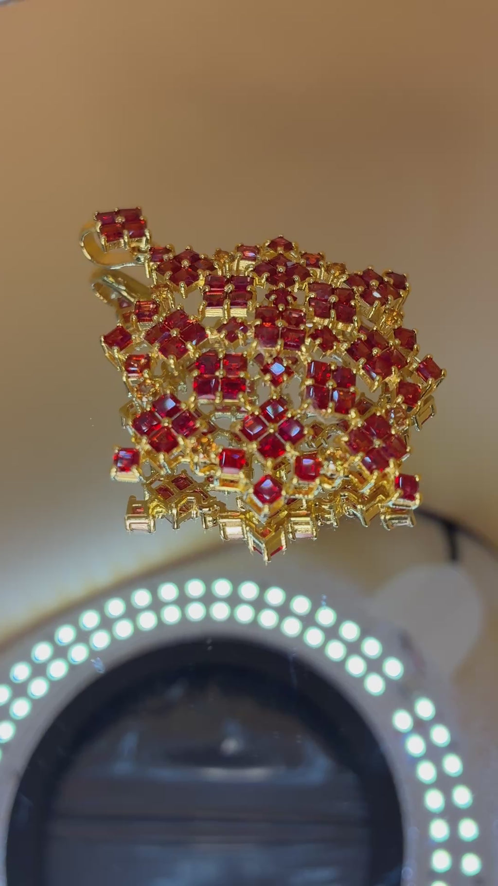 Ruby And Yellow Sapphire With 12K Gold Pendant.