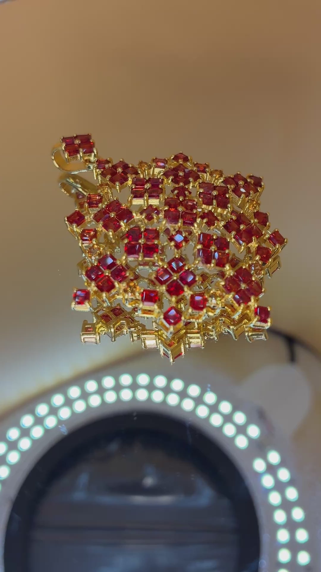 Ruby And Yellow Sapphire With 12K Gold Pendant.