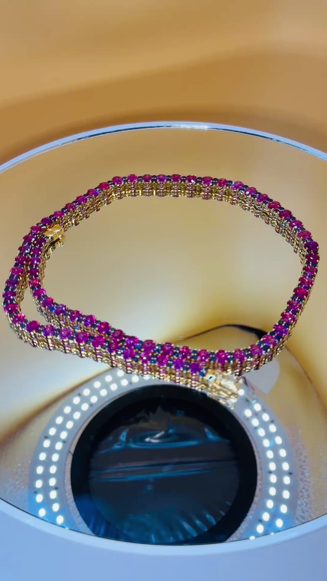 Ruby And Blue Sapphire 17K Gold Necklace ( Link  17")