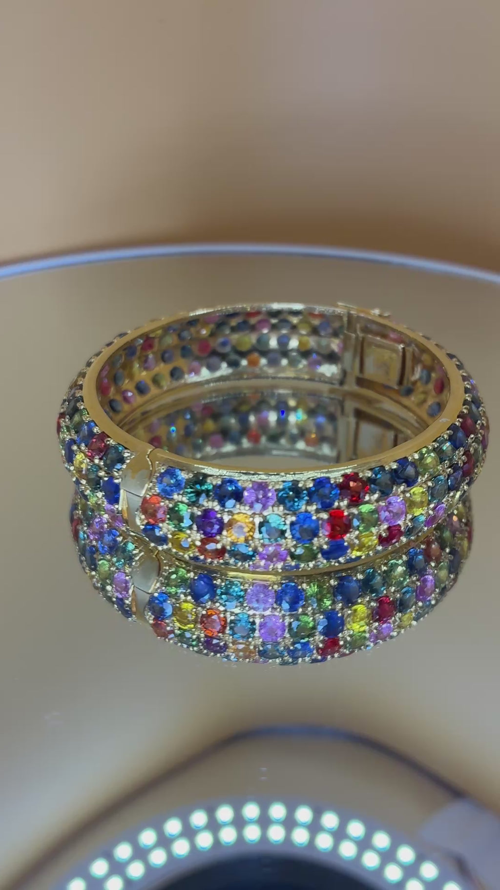 Multi Color Sapphire With Blue Sapphire And Ruby Bracelet 12K Gold Size 6.
