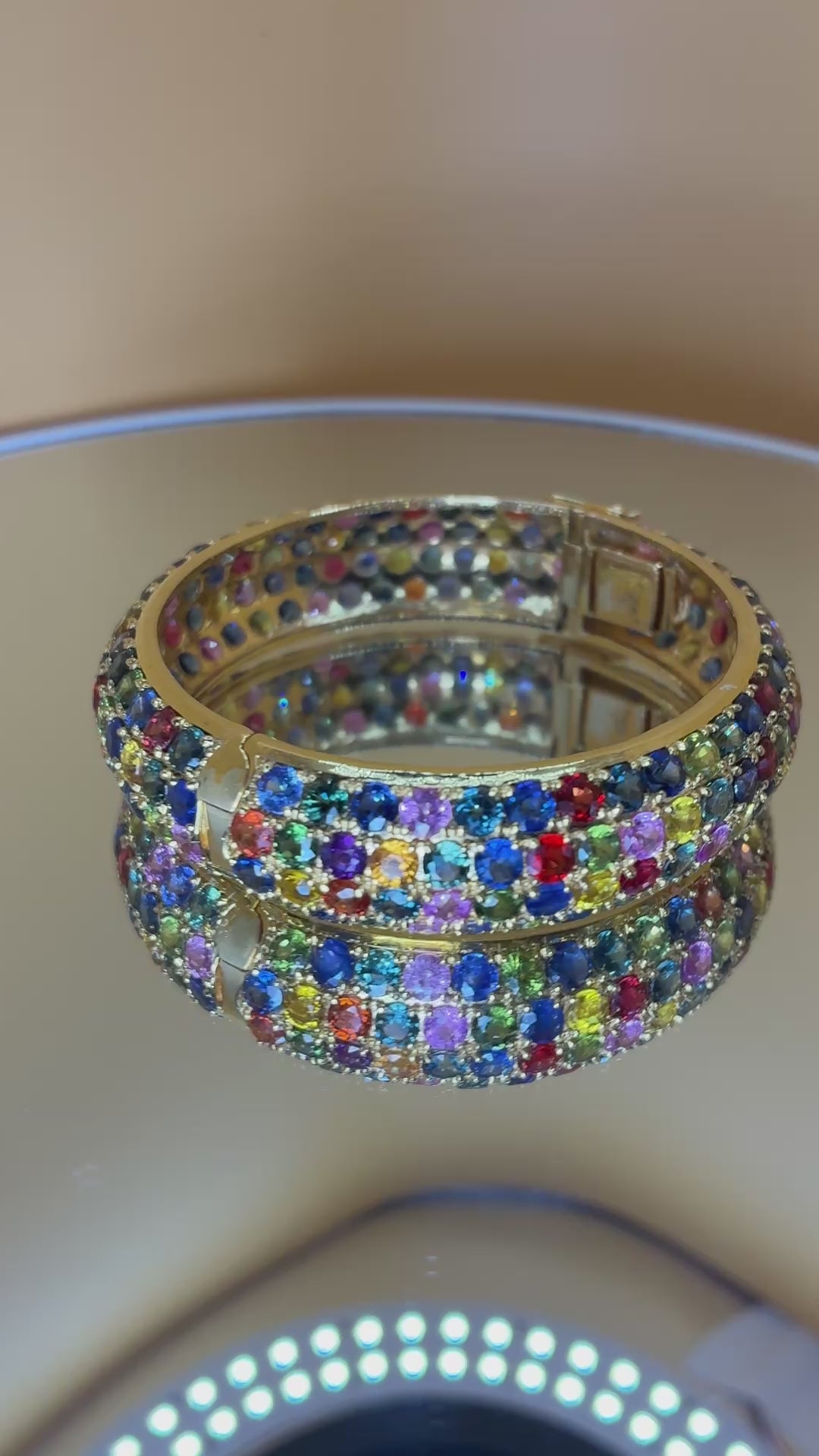 Multi Color Sapphire With Blue Sapphire And Ruby Bracelet 12K Gold Size 6.