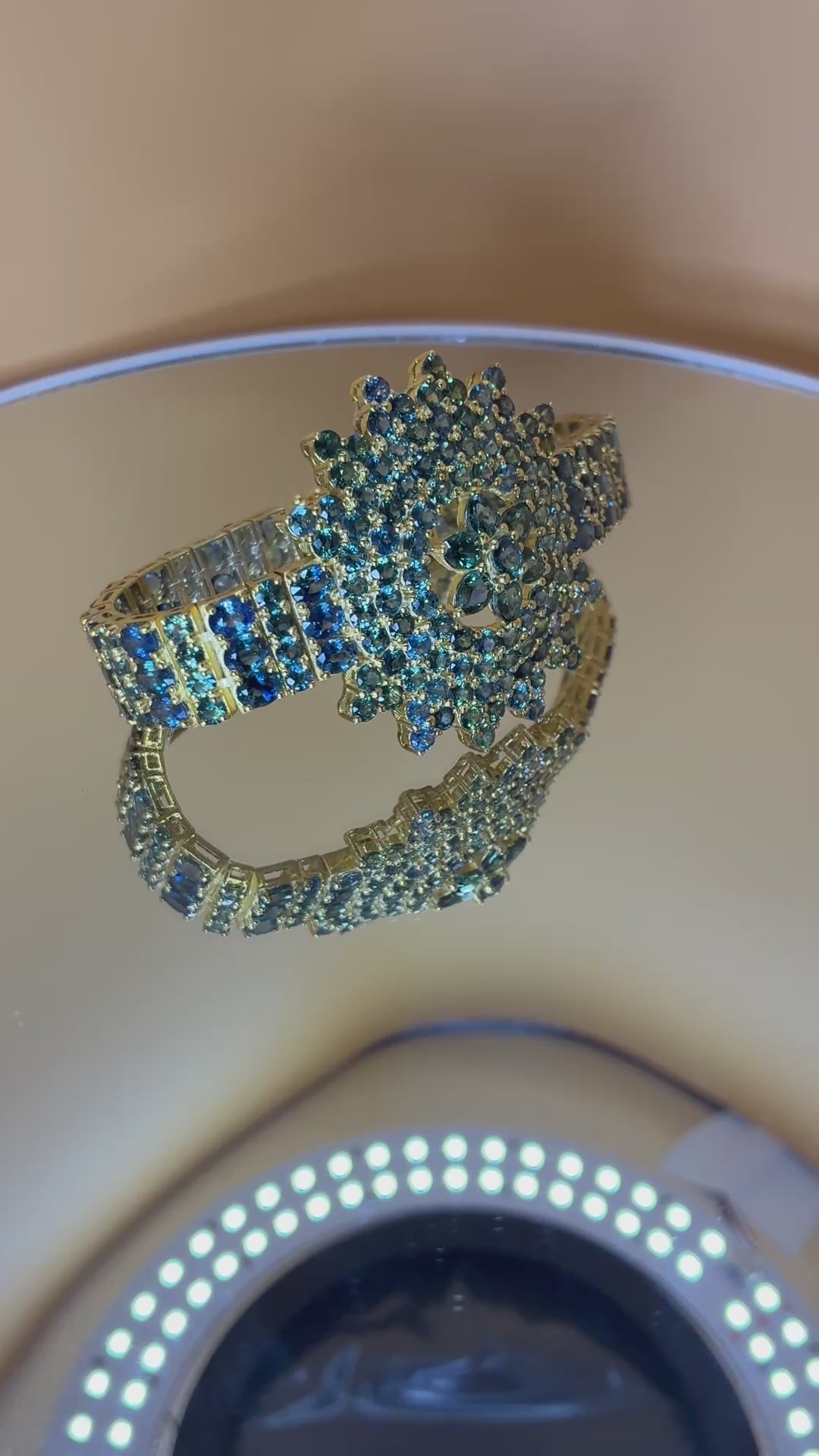 Green Sapphire Multi cut Gold Plat Bracelet Size 6.5