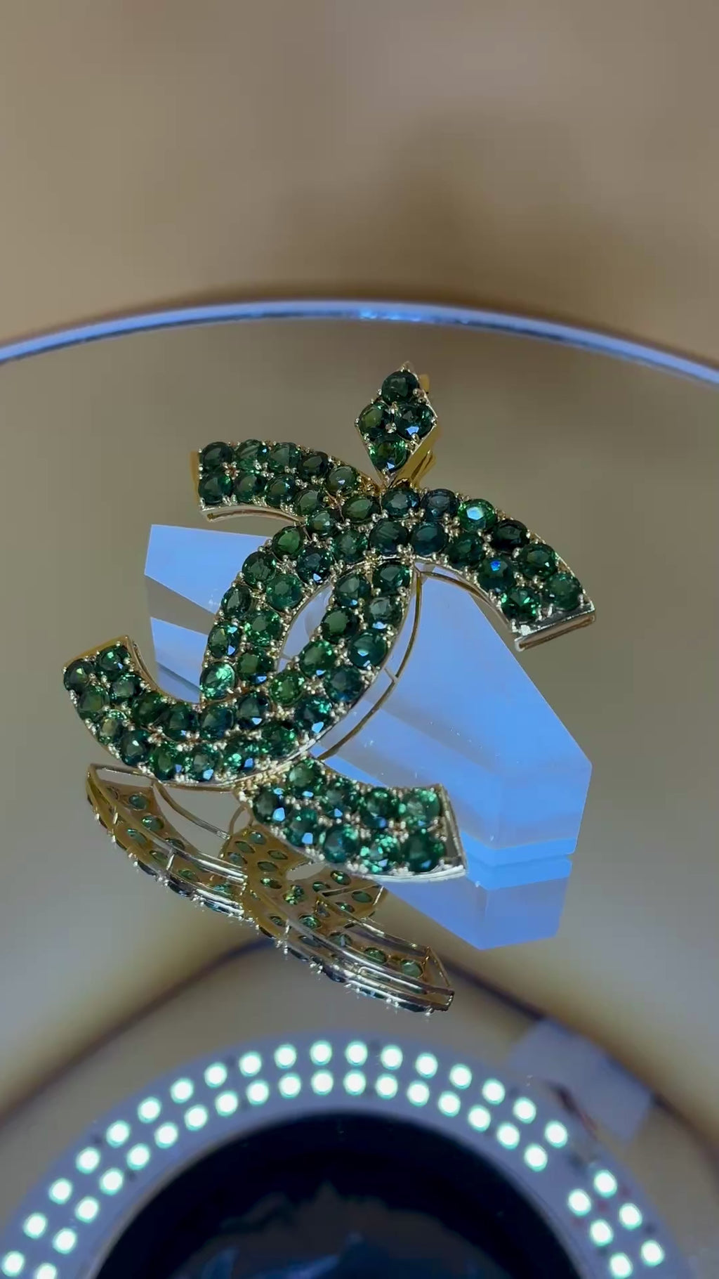 Green Sapphire 12K Gold Pendant.Size 2"x2"
