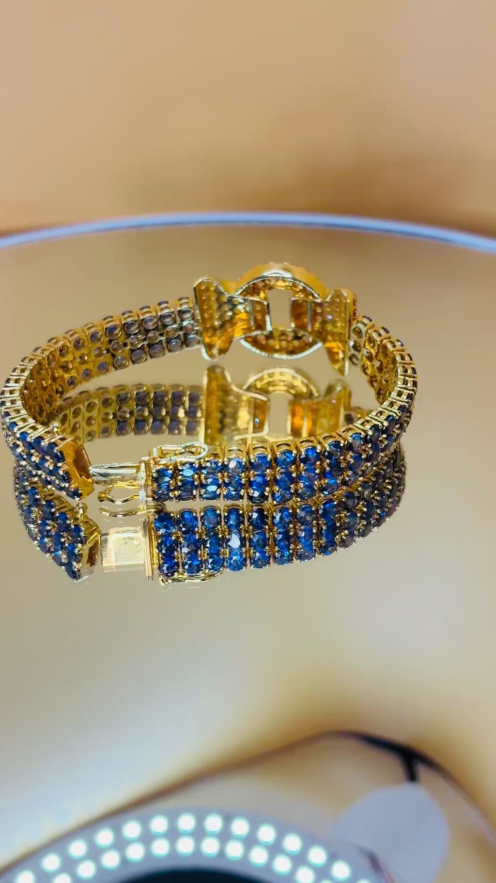 Blue Sapphire Mix Yellow Sapphire 17K Gold Bracelet Size 6.
