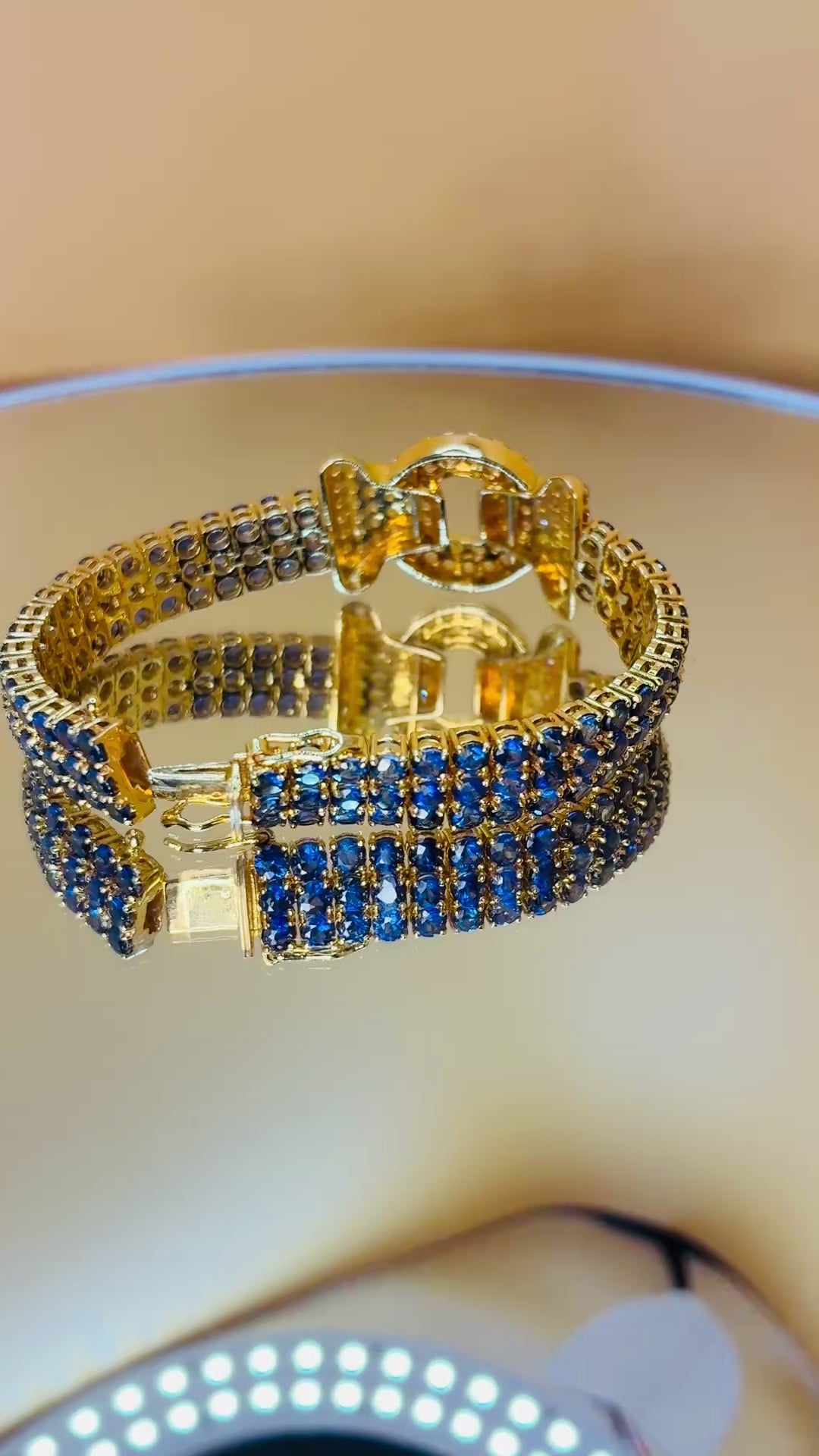 Blue Sapphire Mix Yellow Sapphire 17K Gold Bracelet Size 6.