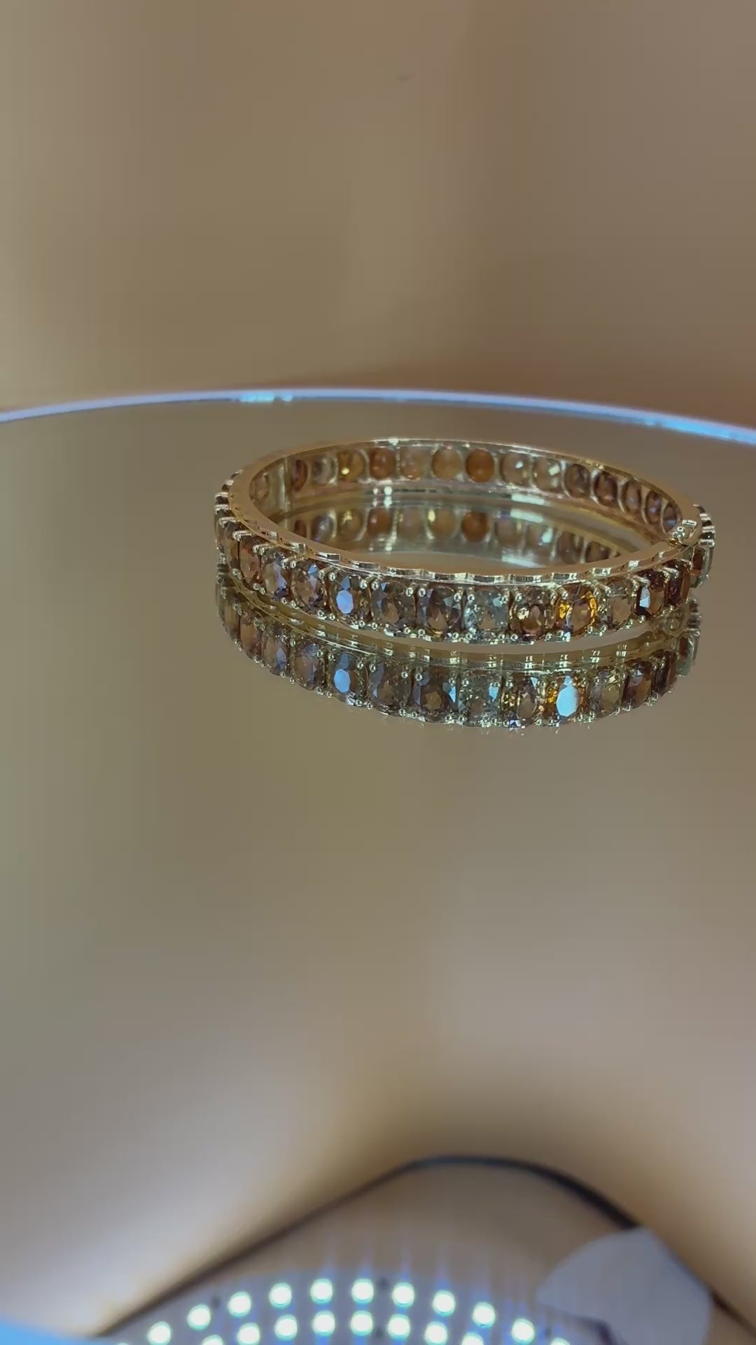 Cambodia Unheated Zircon 12K Gold Bangle Bracelet Size 6.5"