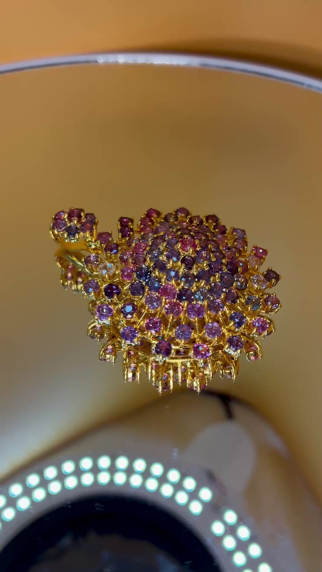 Multi Color Sapphire 12K Gold Pendant. Pendant Size 1.5x1.3/4.
